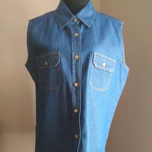 Bill Blass Sleeveless Denim Top | Size XL